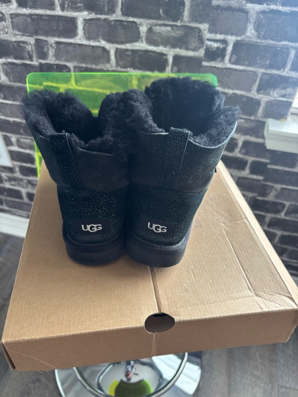UGG Black Sparkle Bow Mini Boots - Picture 3 of 4
